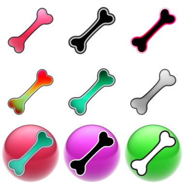 Beyaz arkaplanda kemik simgelerinin toplanması. Görüntü.