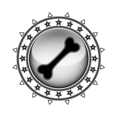 Çember çerçevenin içindeki beyaz kemik simgesi beyaz arkaplanda izole edilmiş. Görüntü.