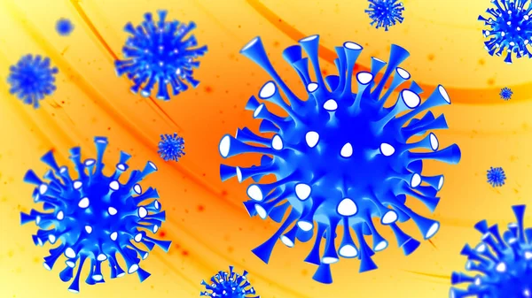 Carta Parati Con Una Serie Virus Blu Sfondo Astratto Arancione — Foto Stock