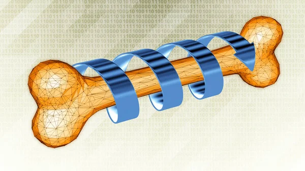 Die Heilung Eines Menschlichen Knochens Mit Spiralpfeil Isoliert Auf Binärem — Stockfoto