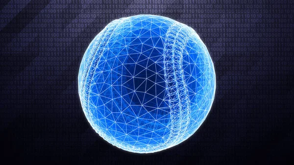 Mesh Baseball Isolated Dark Tech Background Binary Cyberspace Illustration — Stock Photo, Image