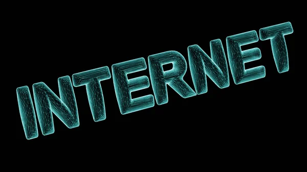 Three Dimensional Word Internet Isolated Black Background Illustration — Stock Photo, Image