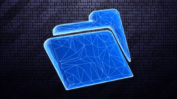 Three Dimensional File Icon Isolated Dark Tech Background Binary Cyberspace — Stock Photo, Image