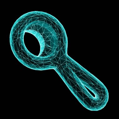 Siyah arkaplanda arama veya yakınlaştırma simgesi izole edildi. 3B Görüntü.