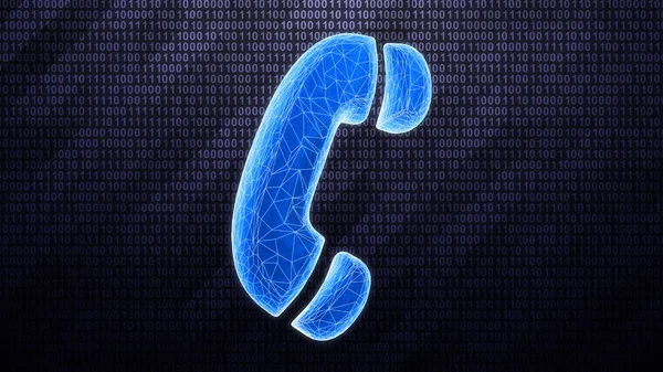 Síť Ikony Call Izolované Tmavém Tech Pozadí Binárním Kyberprostoru Ilustrace — Stock fotografie