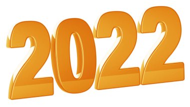 2022 beyaz arka planda izole edildi. 3B Görüntü.