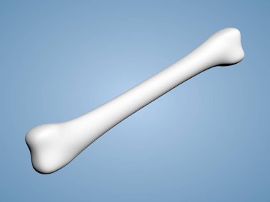 Mavi arka planda bir insan kemiği. 3d Görüntü.