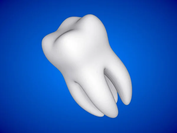 White Tooth Isolated Blue Background Illustration — Stock Photo, Image