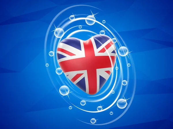 Coração Com Bandeira Grã Bretanha Fundo Azul Como Símbolo Recuperação — Fotografia de Stock