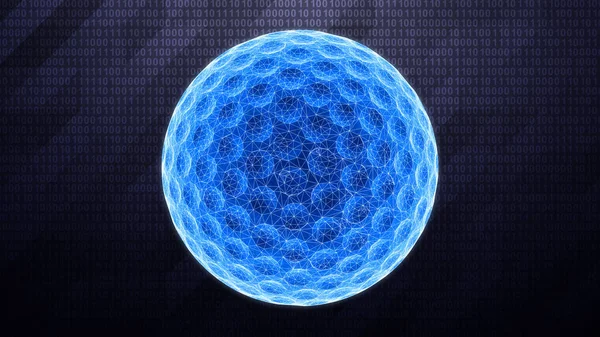 Three Dimensional Golfball Isolated Dark Tech Background Binary Cyberspace Illustration — Stock Photo, Image