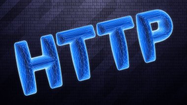 Http simgesi yüksek teknolojili ikili arkaplanda 3 boyutlu ağ olarak izole edildi. 3B illüstrasyon.
