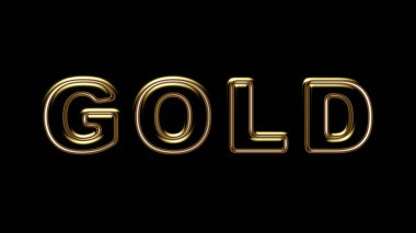 Siyah arka planda izole edilmiş altın kelime. 3d illüstrasyon.
