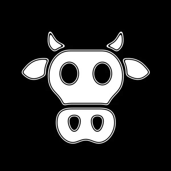 Ikona Krowy Czarnym Tle Ilustracja — Zdjęcie stockowe