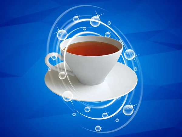 Teetasse Auf Abstrakt Blauem Hintergrund Als Symbol Der Erholung Illustration — Stockfoto