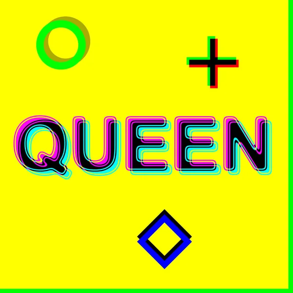 Królowa Żółtym Tle Abstrakcyjnych Kształtach Geometrycznych Ilustracja — Zdjęcie stockowe