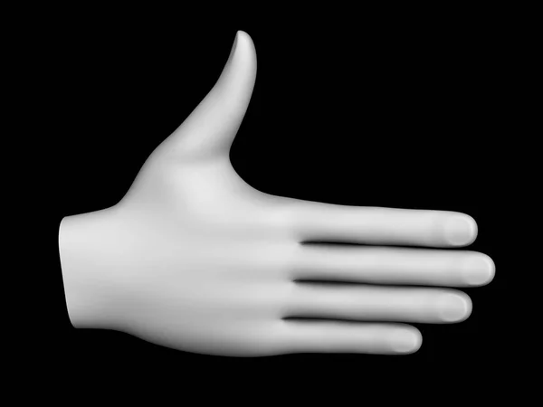 人間の手の三次元モデルは黒の背景に隔離されている 3Dイラスト — ストック写真