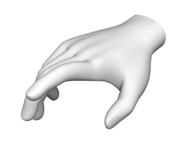 İnsan elinin beyaz arka planda izole edilmiş üç boyutlu modeli. 3B illüstrasyon.