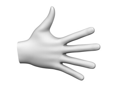 İnsan elinin beyaz arka planda izole edilmiş üç boyutlu modeli. 3B illüstrasyon.
