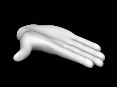 İnsan elinin siyah arka planda izole edilmiş üç boyutlu modeli. 3B illüstrasyon.