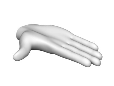 İnsan elinin beyaz arka planda izole edilmiş üç boyutlu modeli. 3B illüstrasyon.