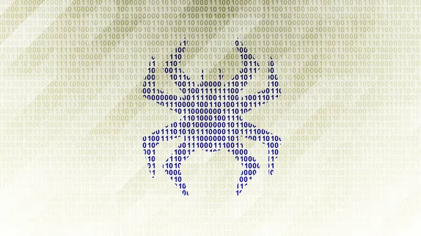 Icona Del Virus Sul Codice Binario Array Bit Illustrazione — Foto Stock