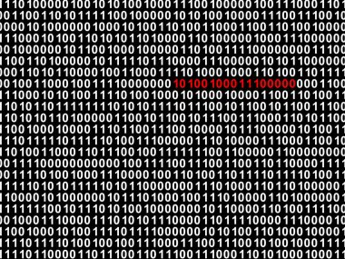 İkili kodda hata veya casus (bit dizisi). Görüntü.