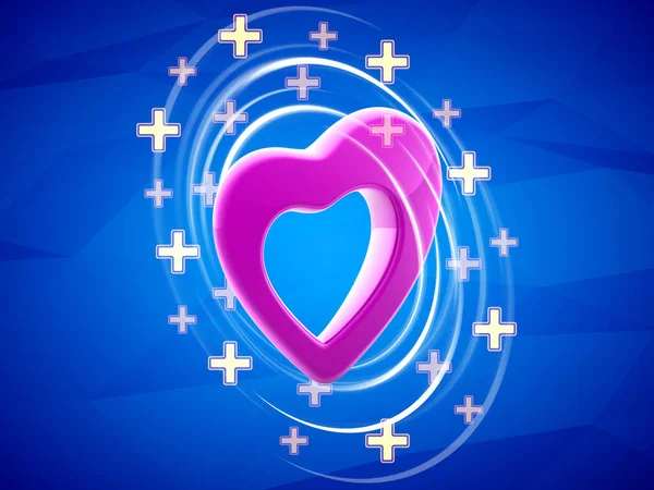 Значок Сердца Символ Здоровья Сердца Синем Фоне Место — стоковое фото