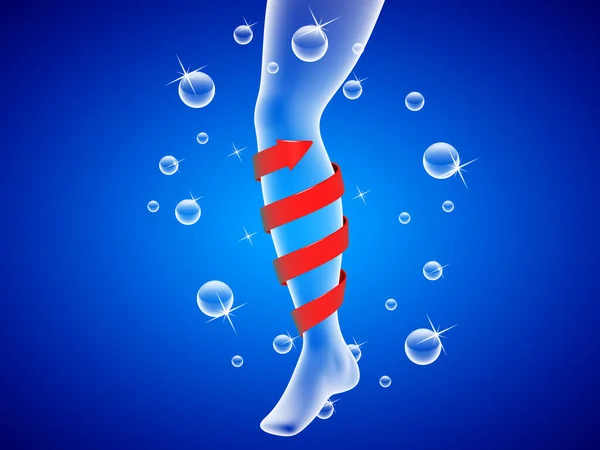 Treatment Human Leg Red Spiral Arrow Blue Background Illustration — Stock Photo, Image