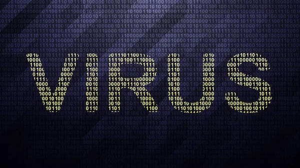 バイナリコード上のウイルスアイコン ビットの配列 イラスト — ストック写真