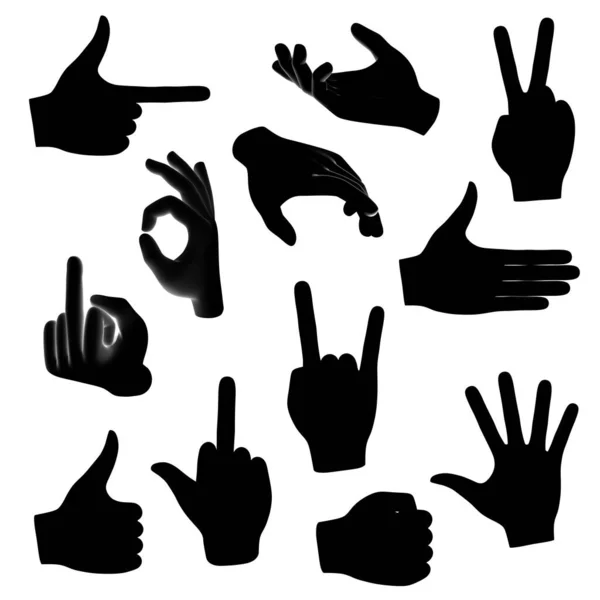 Set Gestures Isolated White Background Illustration — Stock Photo, Image
