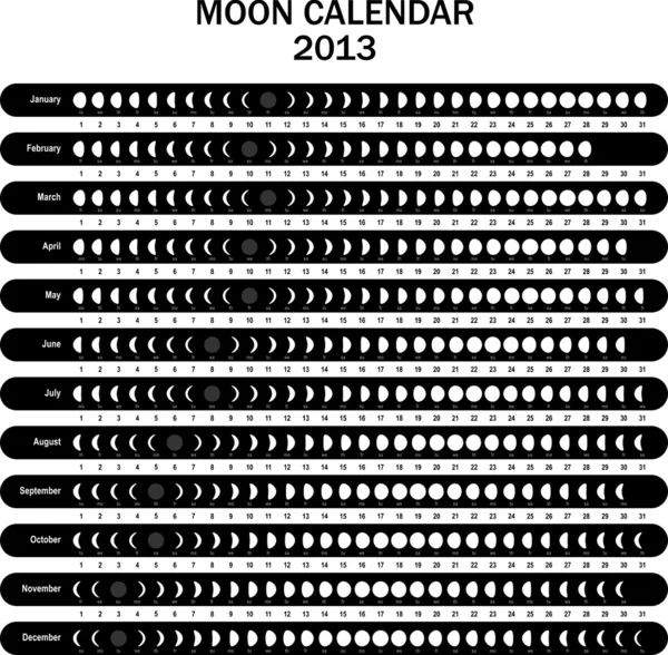 Moon calendar 2013 — Stock Vector