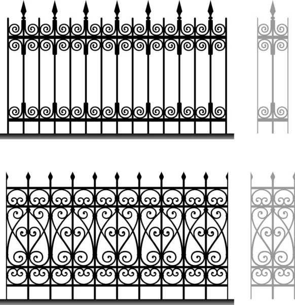 Ringhiere modulari in ferro battuto e recinzioni — Vettoriale Stock