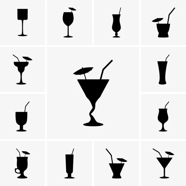 Cocktail icons — Stock Vector