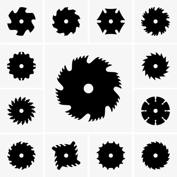 Iconos de hoja de sierra circular — Vector de stock