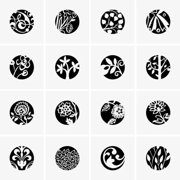 Flower round icons — Stock Vector