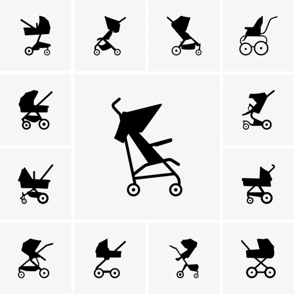 Baby carriage icons — Stock Vector