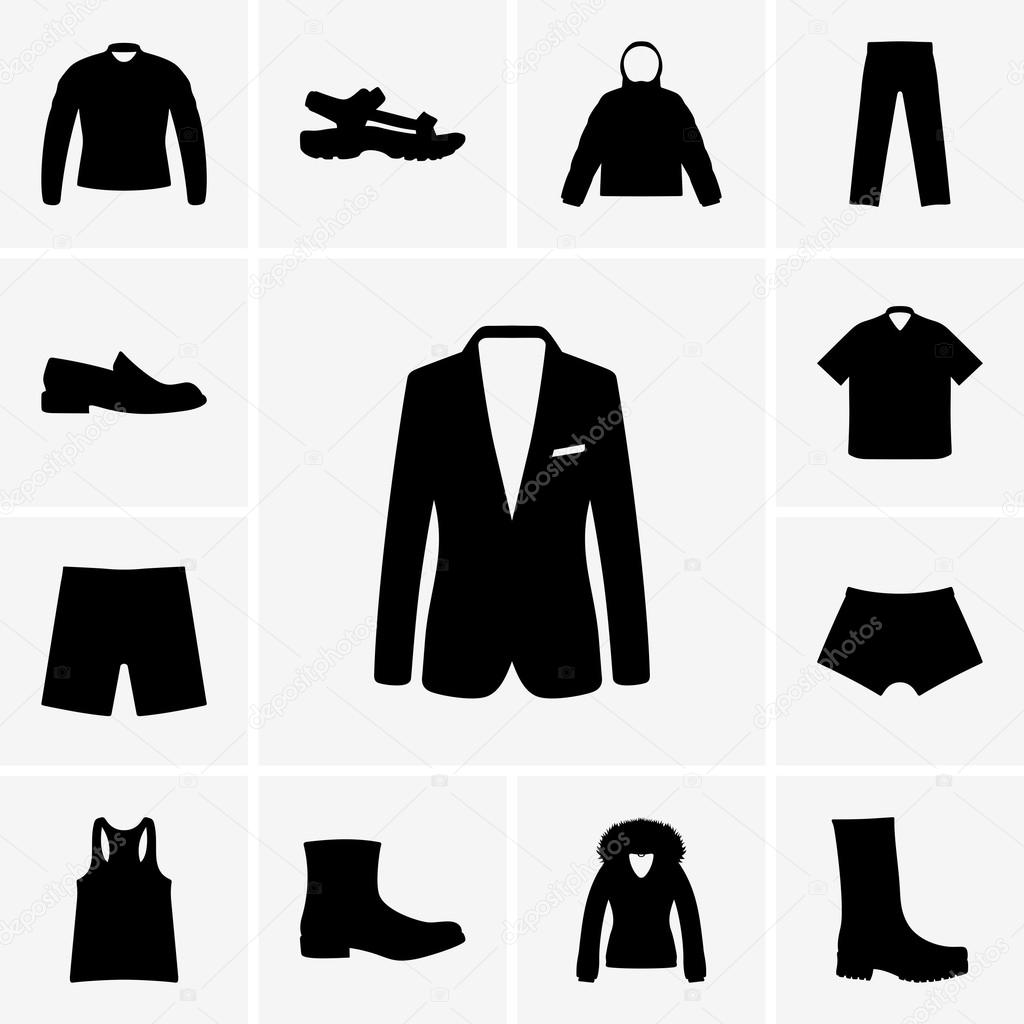 Man clothers and shoes icons