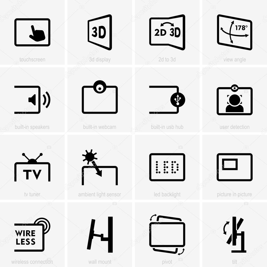 Monitor technology icons