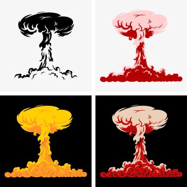Explosion Nuclear Bomb Mushroom Cloud Vector Art SVG DXF EPS and png File Set