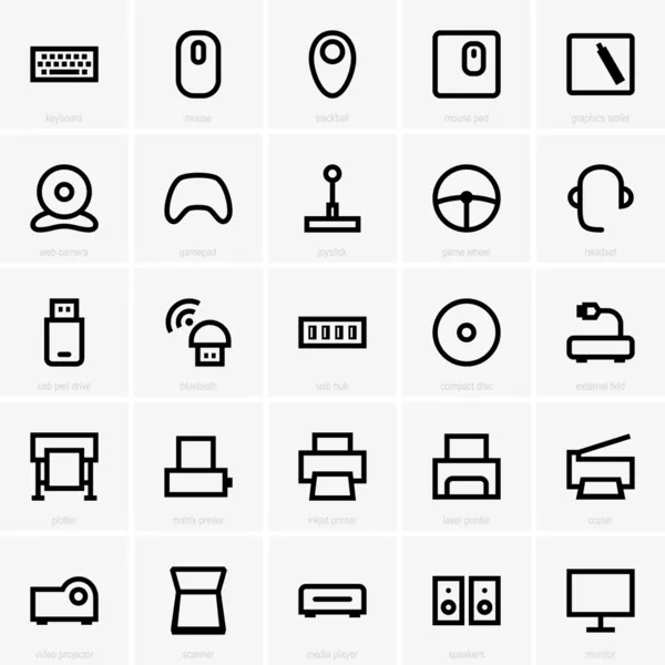 Computer peripheral icons — Stock Vector