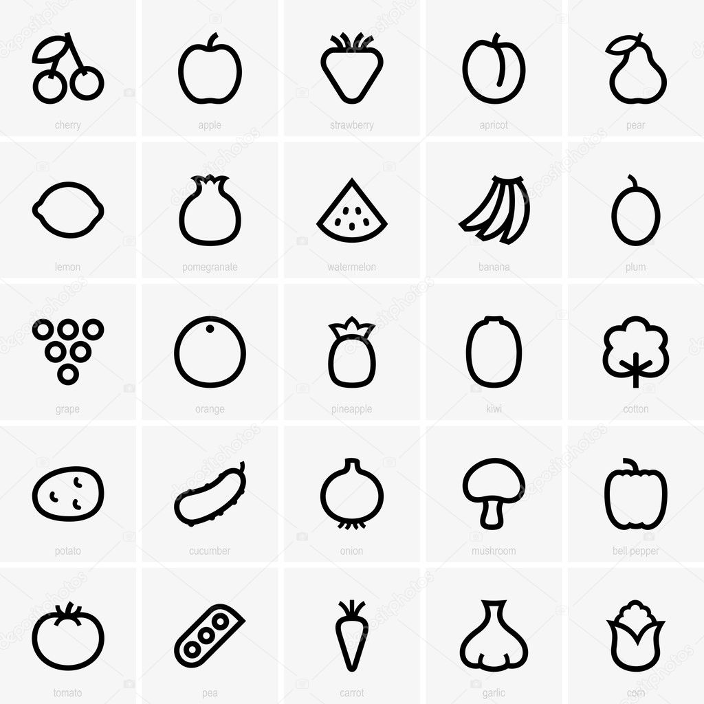 Fruit and vegetable icons