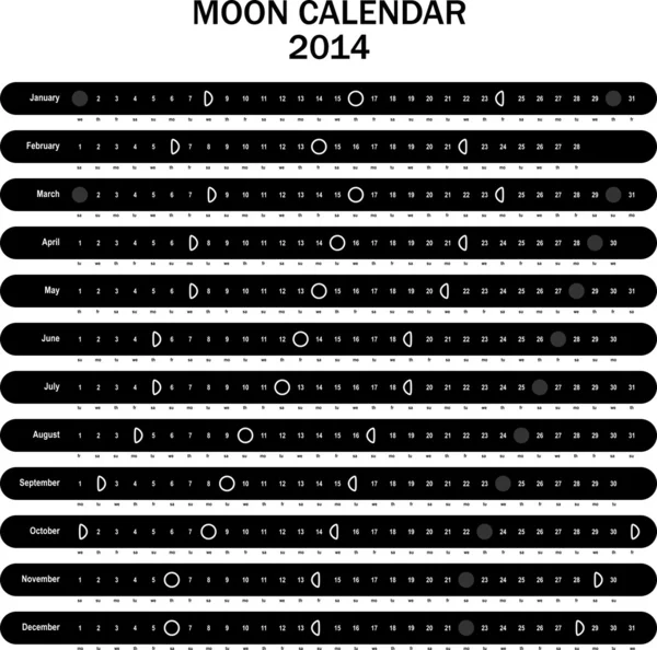 Calendario lunar 2014 — Vector de stock
