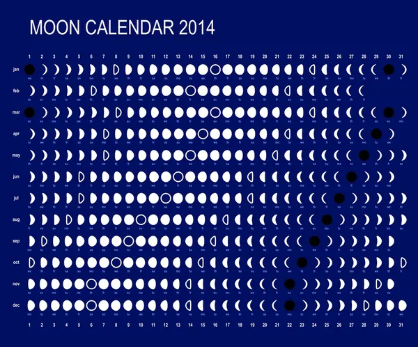 Calendario lunar 2014 — Archivo Imágenes Vectoriales