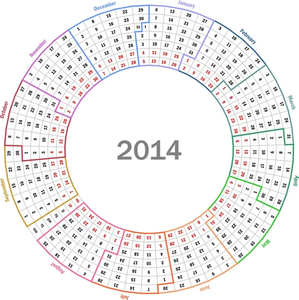 Kalender 2014 — Stockvektor