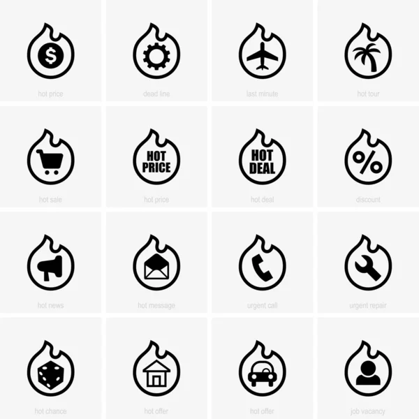 Iconos calientes — Vector de stock