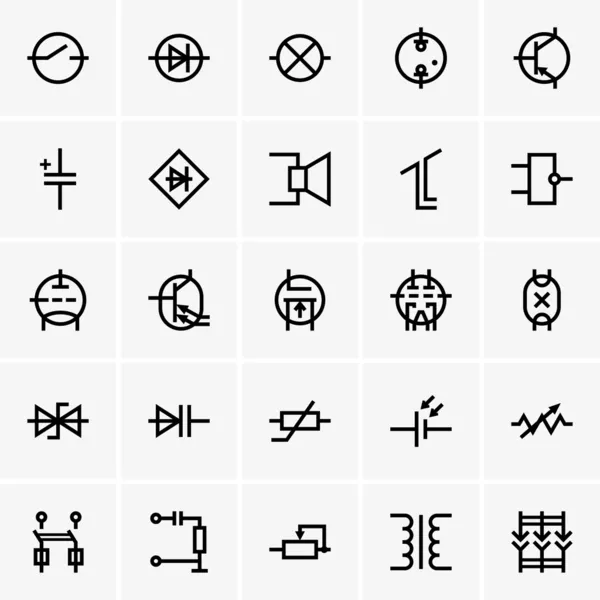 Symbole elektronischer Komponenten — Stockvektor