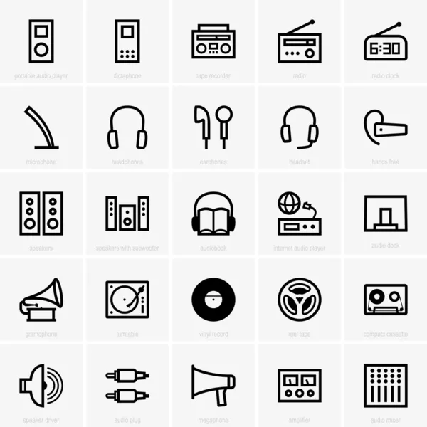 Audio pictogrammen — Stockvector