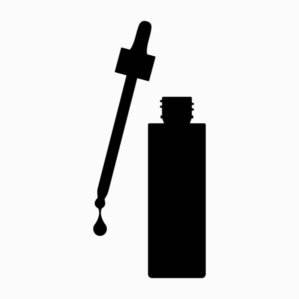 Bottle Pipette Drop Dripping Liquid Silhouette — Stock Vector