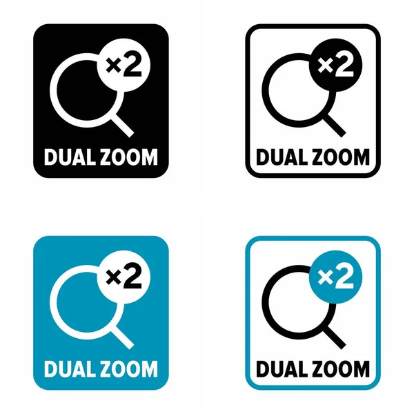 Signo Información Tecnología Óptica Cámara Zoom Dual — Vector de stock