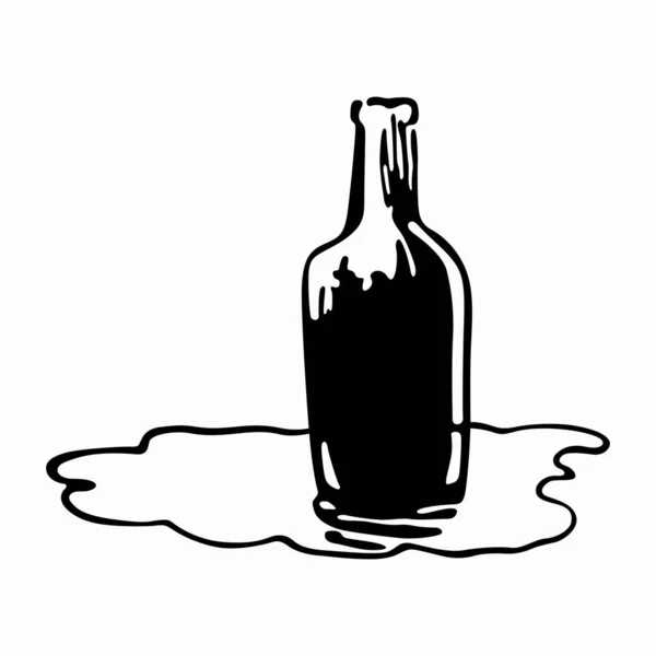 Weinflasche Alten Stils Der Pfütze — Stockvektor